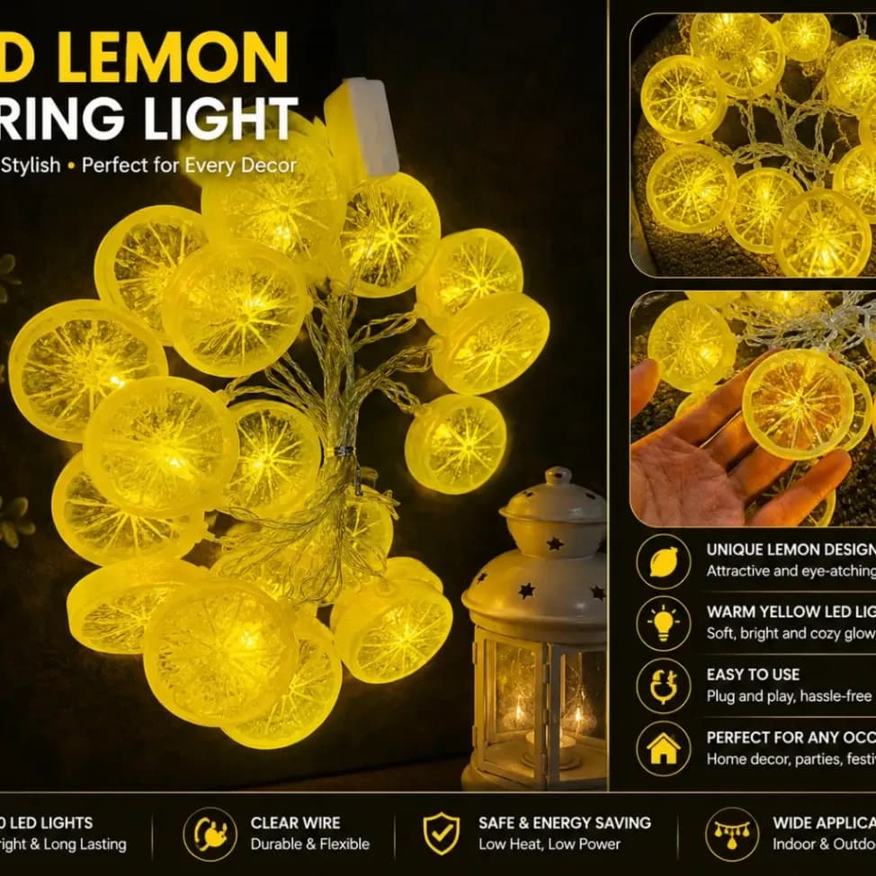 LED Lemon Slice String Light - Warm Yellow Glow (2.2M, 20 LED)