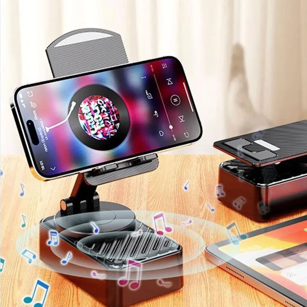 3 in1 Portable Foldable Mobile Phone Holder with Bluetooth Speaker